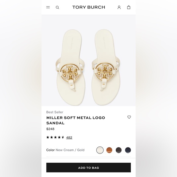 Tory Burch Miller Soft Metal Logo Sandal - Picture 6 of 8